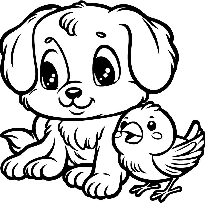 puppy and bird