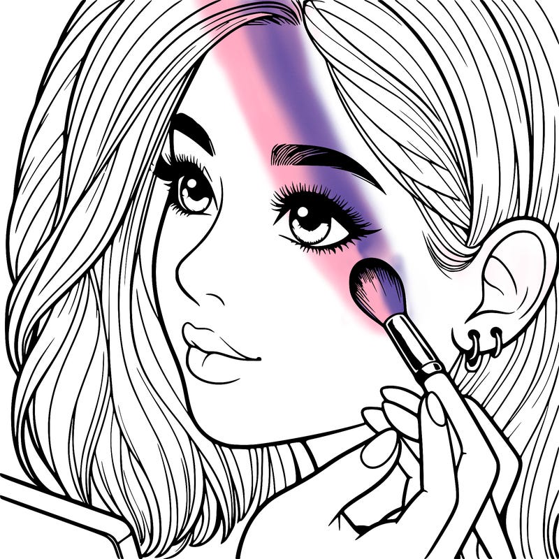 a realistic girl doing her makeup