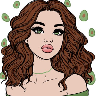 realistic girl with wavy hair and lips