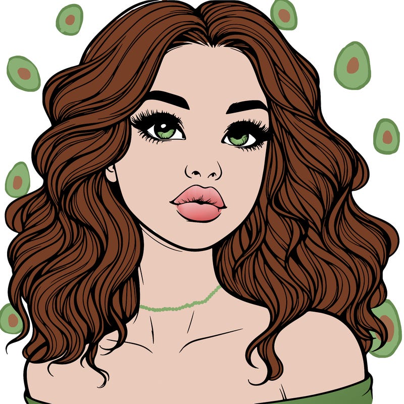 realistic girl with wavy hair and lips