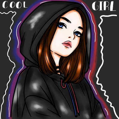 a realistic girl in a hoodie