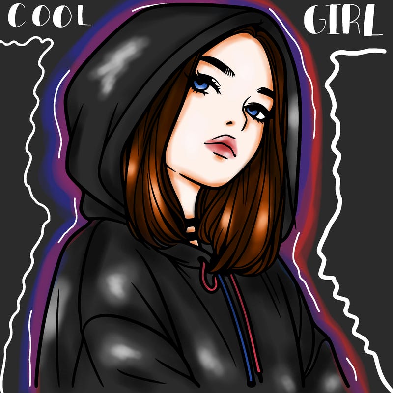 a realistic girl in a hoodie