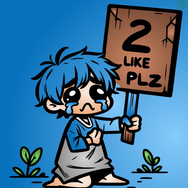 small poor toddler crying with sign that says 2 like plz