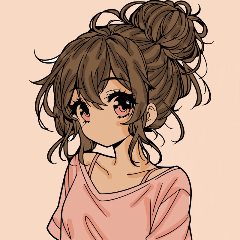 a beautiful anime girl with a messy bun