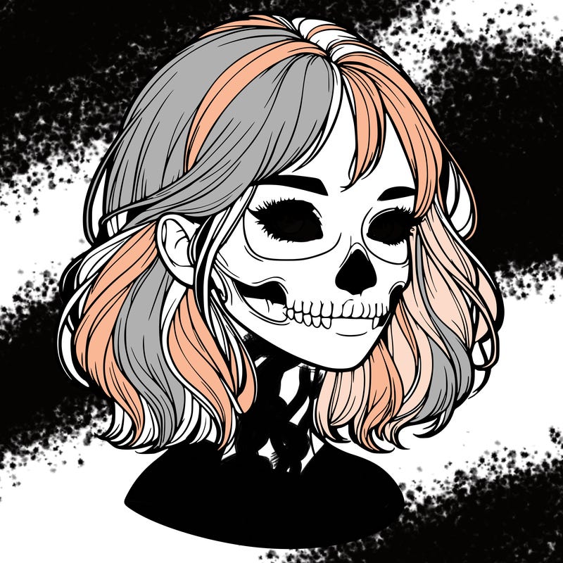 realistic girl with skull