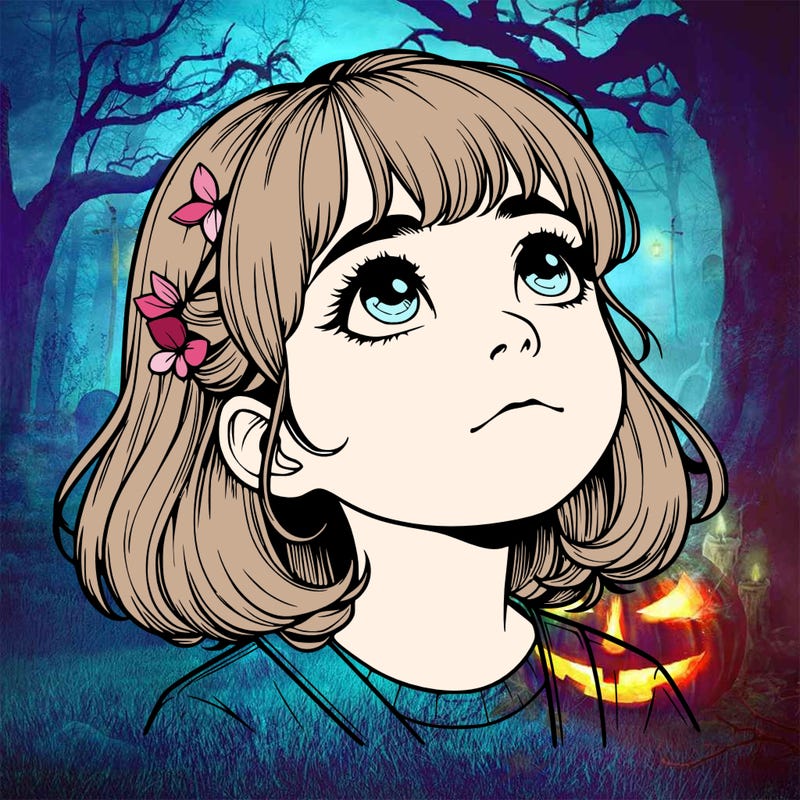 realistic girl looking up