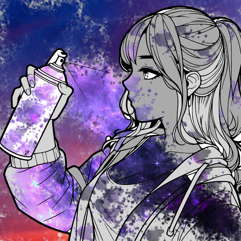 a realistic girl spray, painting