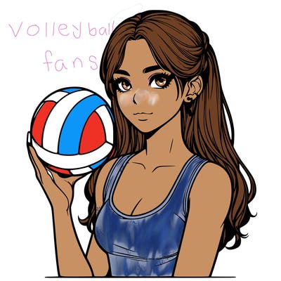 realistic girl  with volleyball