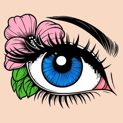 realistic eye with flower