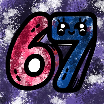 the numbers 67