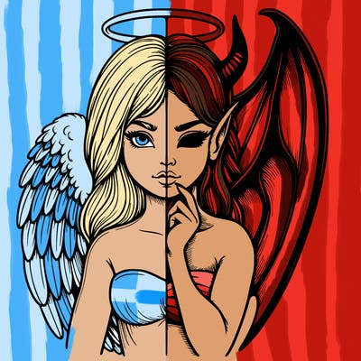 realistic angel half demon