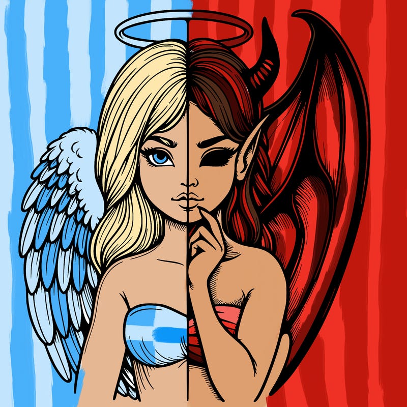 realistic angel half demon