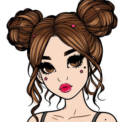 realistic girl with space buns