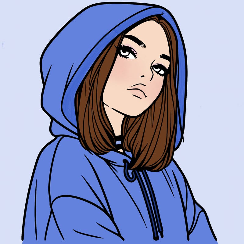 a realistic girl in a hoodie