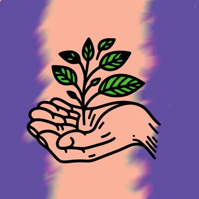 hand with plant