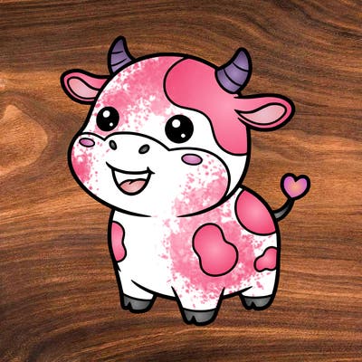 smiling kawaii chibi cow