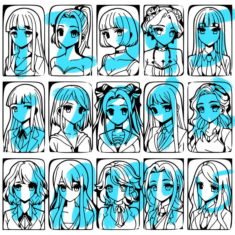 girls that look diffrent anime