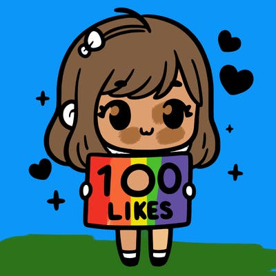 cute girl holding up a sign that says 100 likes