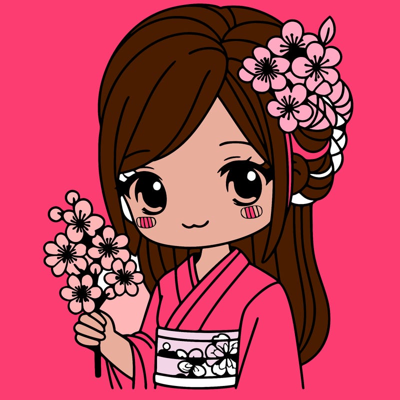 japanese girl very detailed and has a cherry blossom in her hand