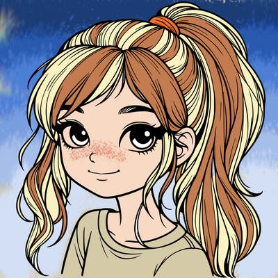 realistic girl with ponytail