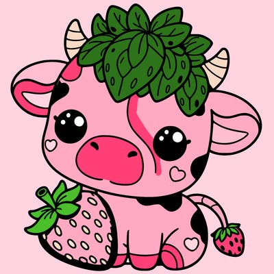 cute strawberry cow