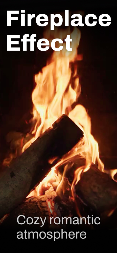 Reading Light Glowow - Cozy fireplace effect display on the Glowow app for romantic atmosphere.