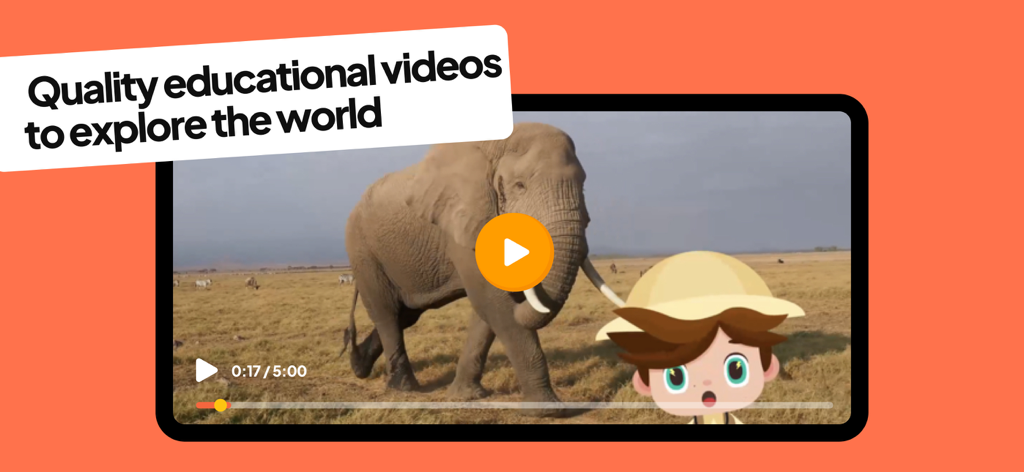 Vidéo éducative d'un éléphant dans la nature de l'application d'apprentissage Papumba