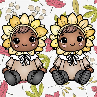 cute little baby in a sunflower costumes