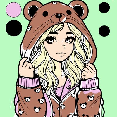realistic girl in a animal pjs hoodie