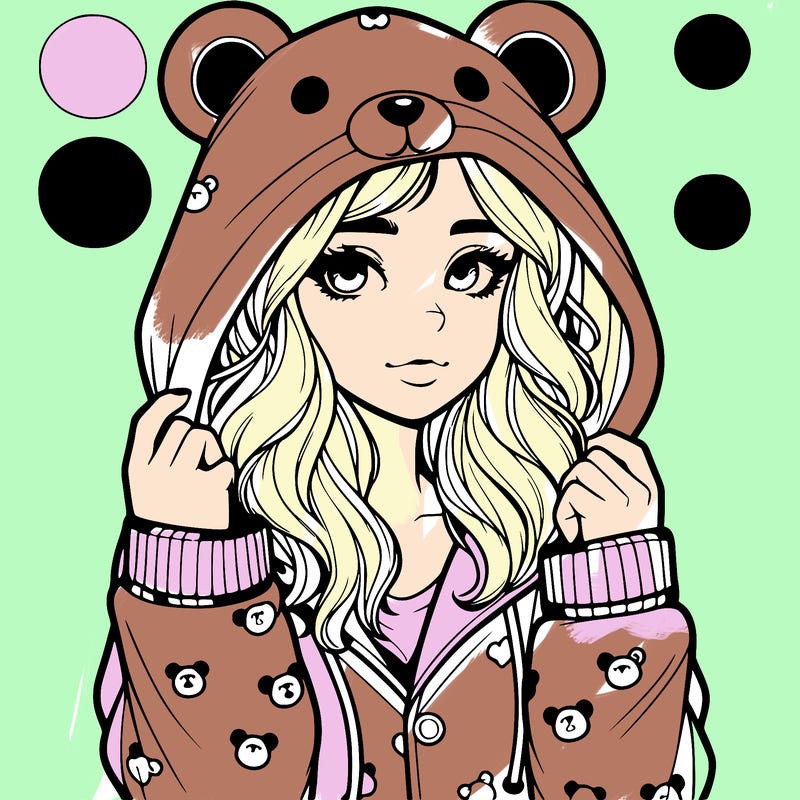 realistic girl in a animal pjs hoodie