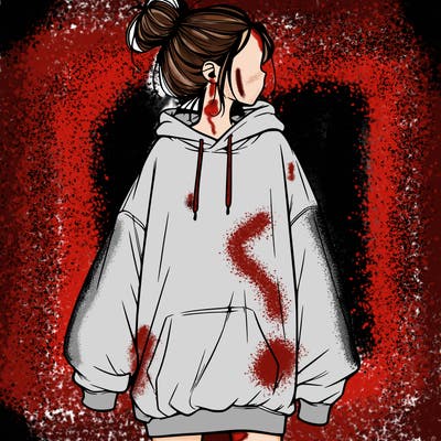 realistic girl with a oversized sweatshirt on and a bun
