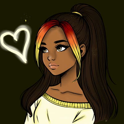 realistic girl with a high ponytail