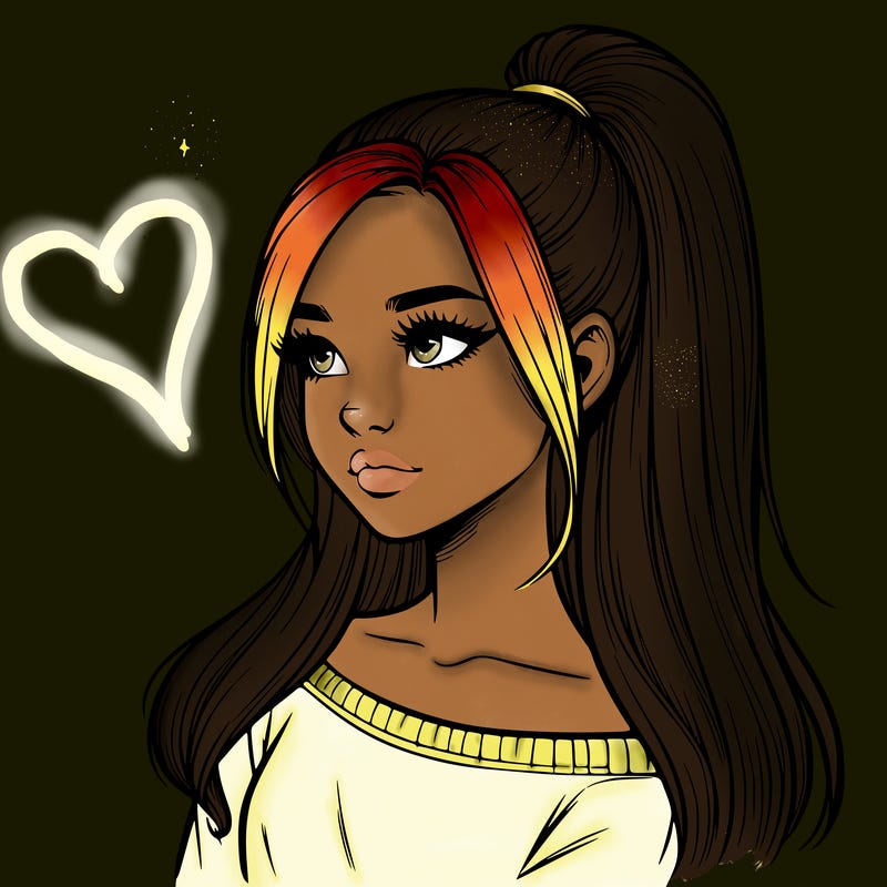 realistic girl with a high ponytail