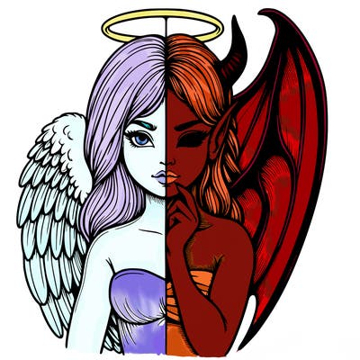 realistic angel half demon