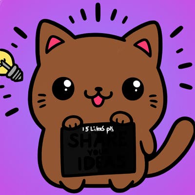 a cute cat saying share your ideas