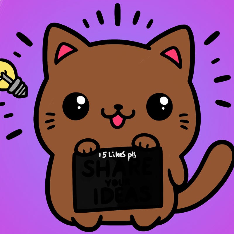a cute cat saying share your ideas