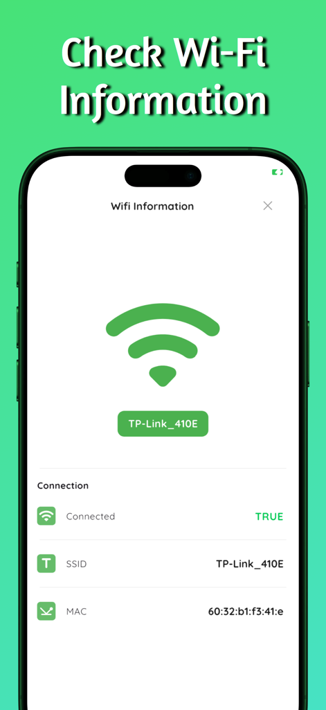 WiFi Master - All in one - Smartphone display showing WiFi Master app with network details like SSID and MAC address