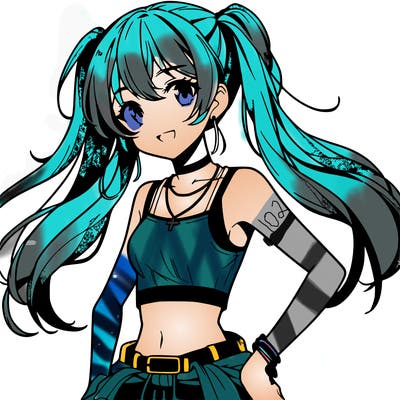 anime girl wearing crop top