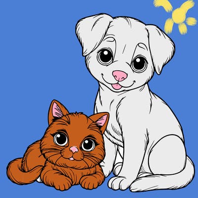 realistic cat and dog