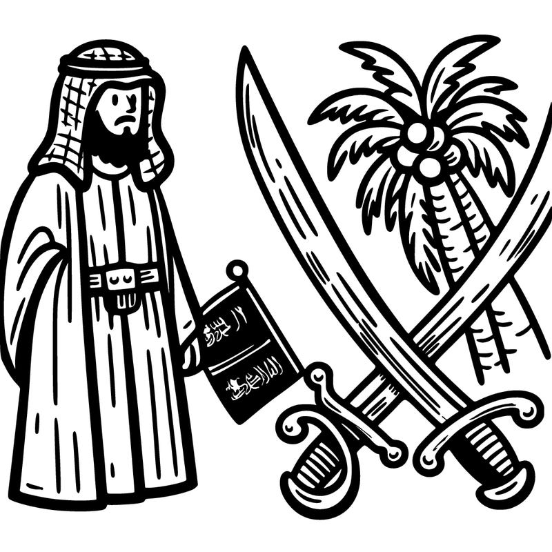 saudi arabia, two swords and a palm tree