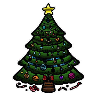 christmas tree with lots of details