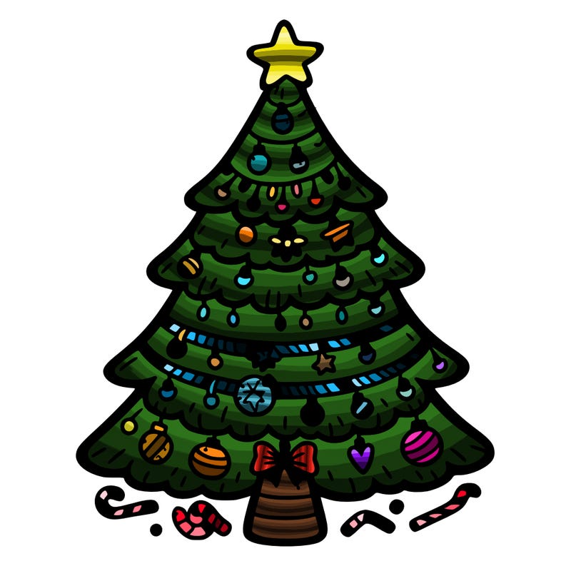 christmas tree with lots of details