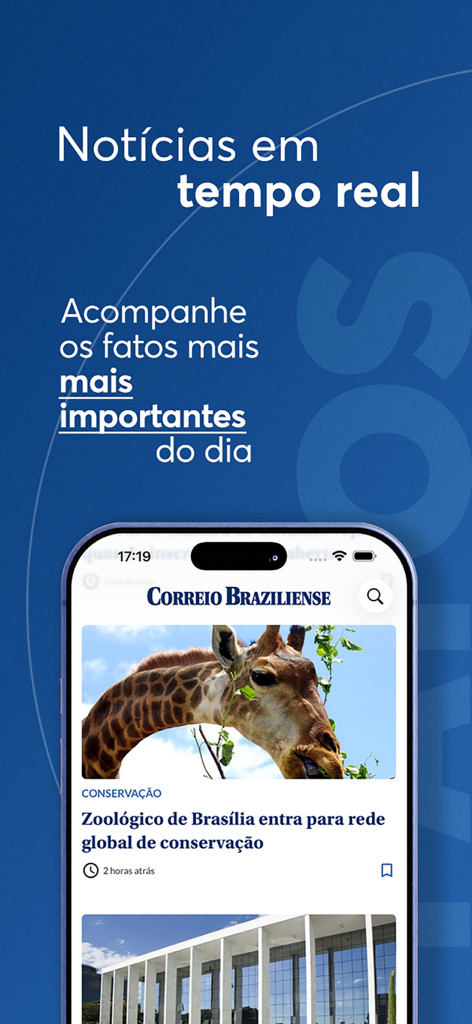 Correio Braziliense - Aplicativo móvel Correio Braziliense exibindo notícias em tempo real em português