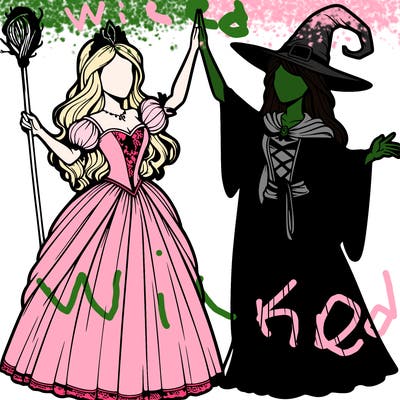 detailed realistic split of a princess and a witch