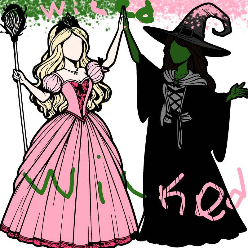 detailed realistic split of a princess and a witch