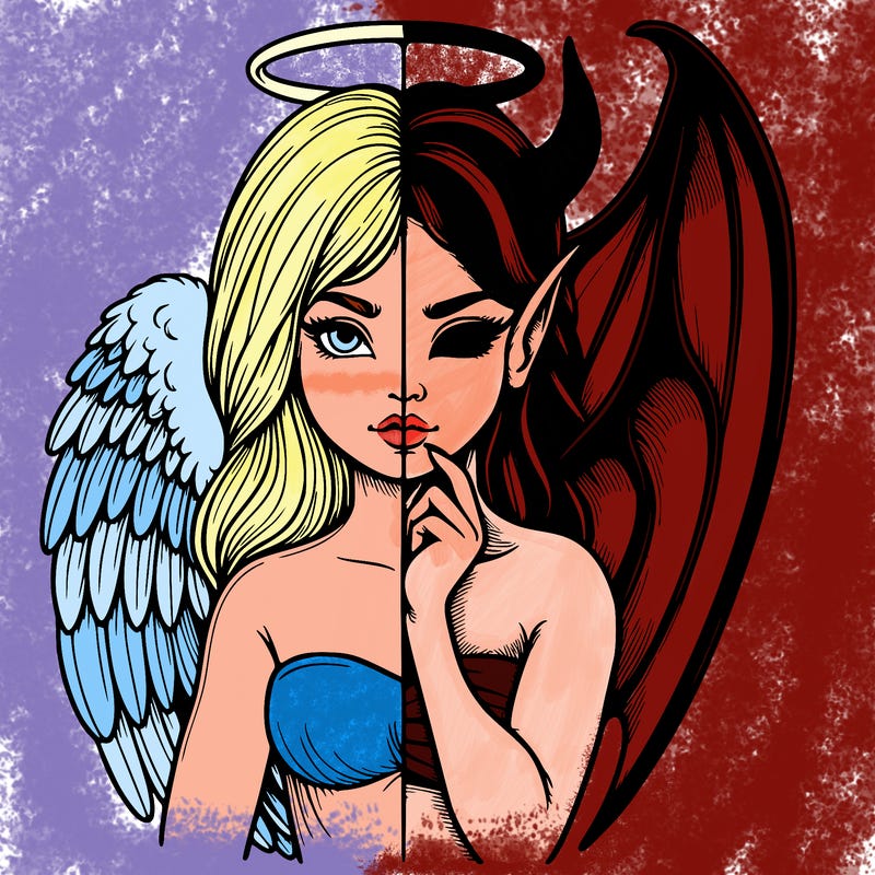 realistic angel half demon