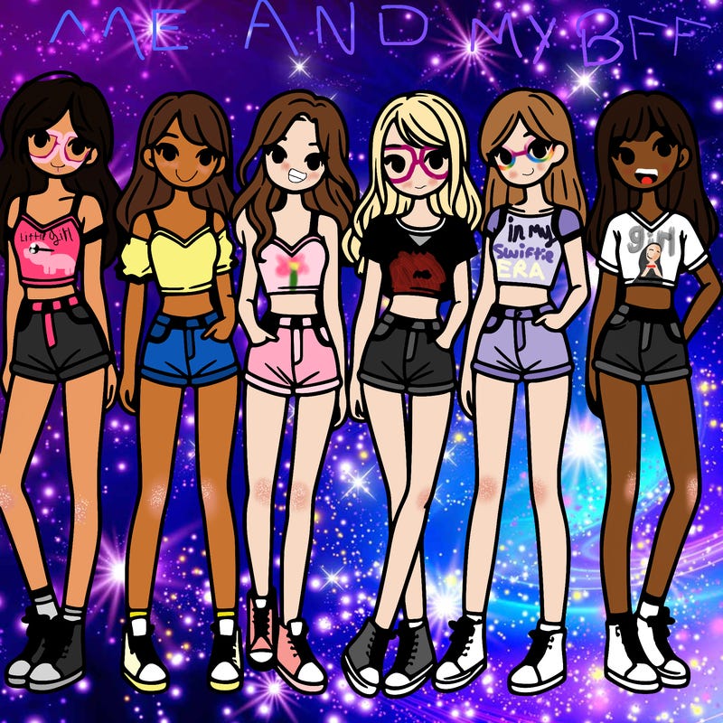 a group of girls wearing crop tops and shorts