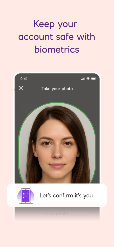 Ulster Bank NI Mobile Banking - Biometric facial recognition screen for secure login on the Ulster Bank NI mobile app