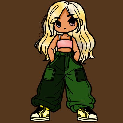 girl that wears baggy jeans and a crop top