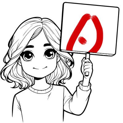 realistic girl holding up a sign